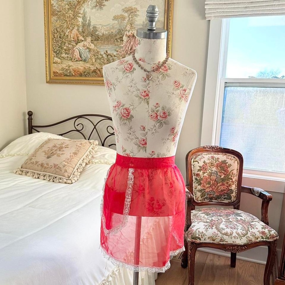 50s vintage red apron one size